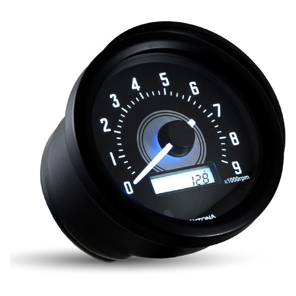 D21943 VELONA 電気式タコメーター GB350(21) ブラックボディ/ホワイトLED φ60 9000rpm表示