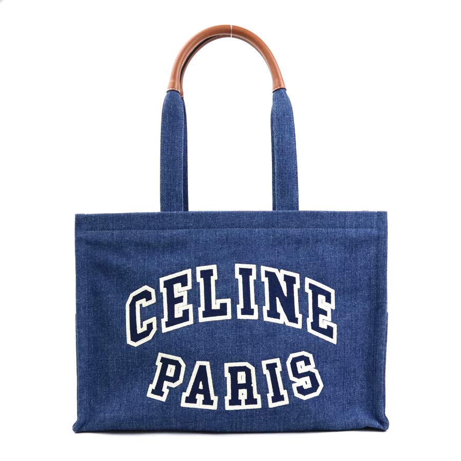 セリーヌ CELINE ショルダーバッグ ラージ カバ デニム/レザー ブルー レディース 90126k