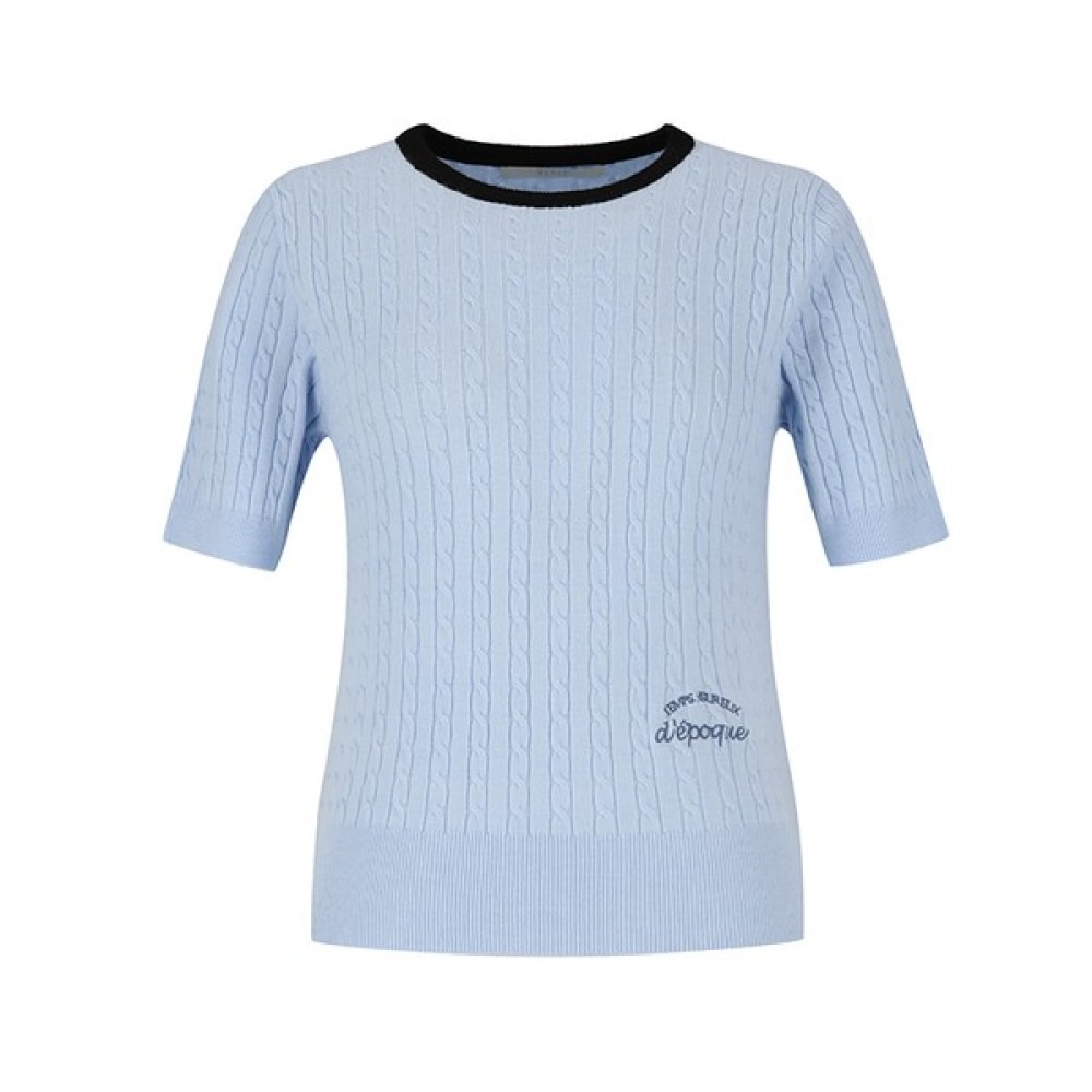 （ニューヨーク訪問）半袖カラー刺繍ニット（VA3SK70）