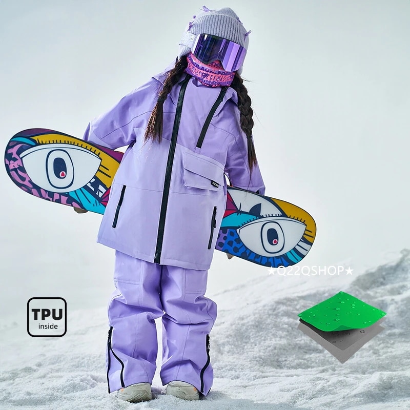 スノボウェア 2025 上下セット キッズ 子供 ベビー服 ジャケット アウター 黒 オーバーオール つなぎパンツ ズボン スノーボードウェア スキーウェア 防寒着韓国風 女の子 男の子 こども