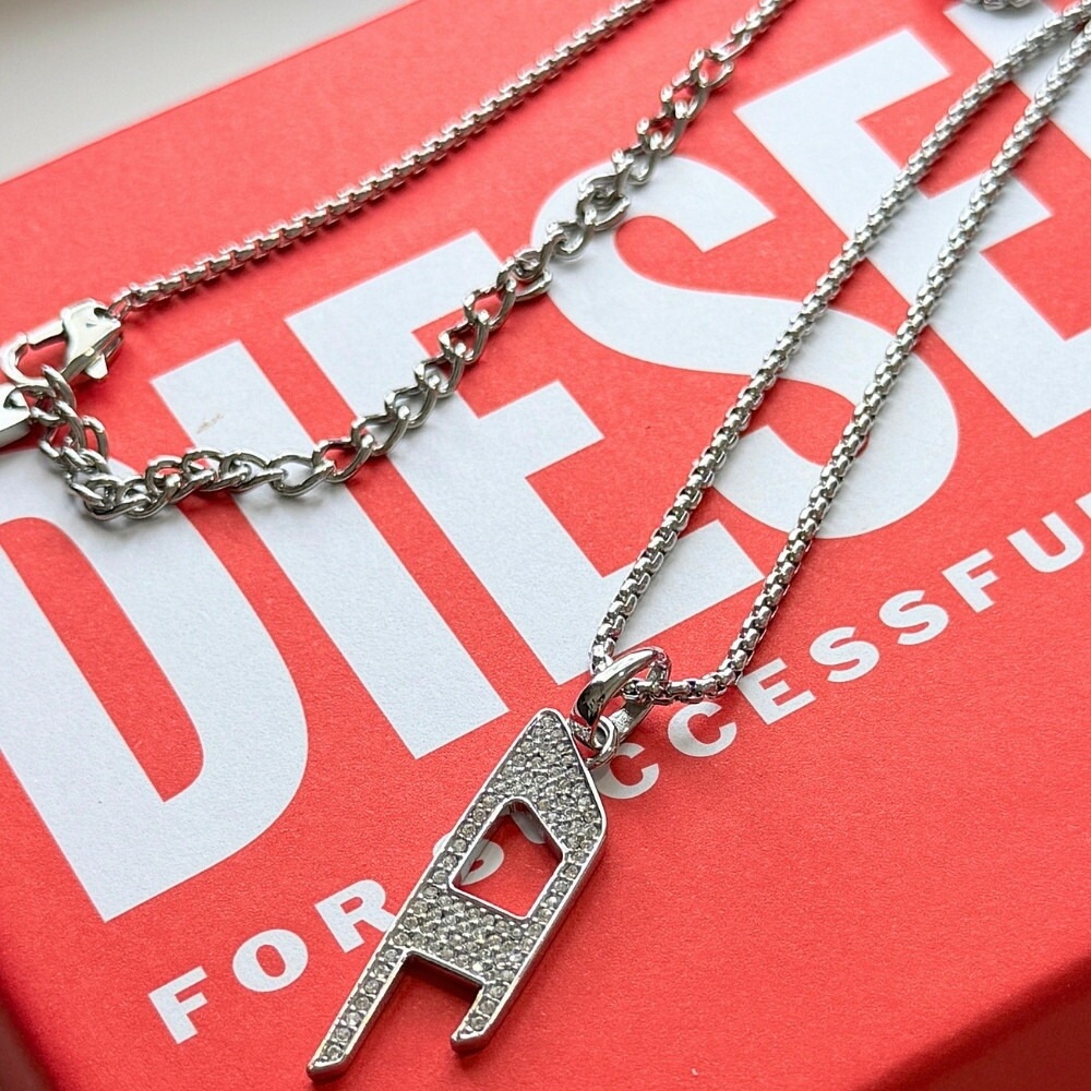 ディーゼル ネックレス メンズ レディース ユニセックス DIESEL シルバー ステンレス ロゴネックレス ストリート モード系 Y2K アクセサリー 誕生日 プレゼント ギフト ブランド DX16