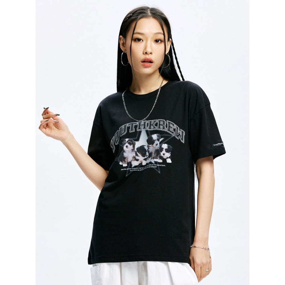 youthkrew YK DOGGY CREW ラウンドT BLACK