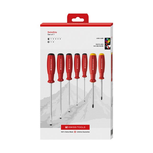 PB SWISS TOOLS ピービースイスツールズ 7本組 スイスグリップ マイナス/プラスドライバーセット ペーパーボックス入 8250.CBB