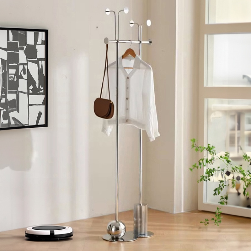 创意不锈钢衣帽架落地卧室轻奢单杆网红挂包架客厅家用高级挂衣架