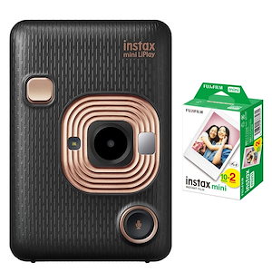 フィルム20枚付き富士フイルム ハイブリッドインスタントカメラ チェキ 「instax mini LiPlay」 エレガントブラック イ
