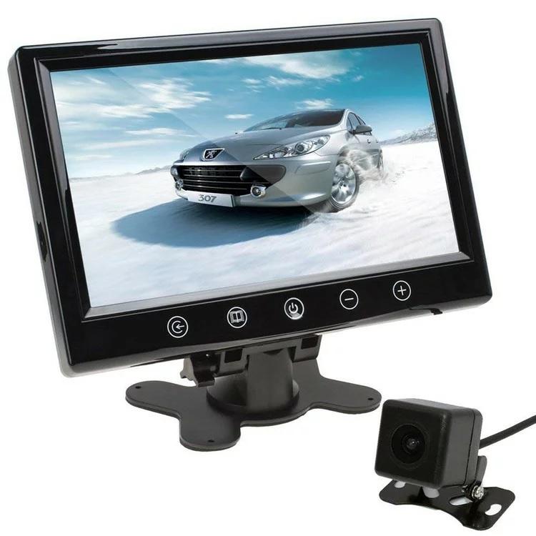 9インチバックカメラセット オンダッシュ車載モニター 映像2チャンネル リモコン切替 12V専用 ガイドライン正像鏡像切替可 小型広角バックカメラ CMN90B021