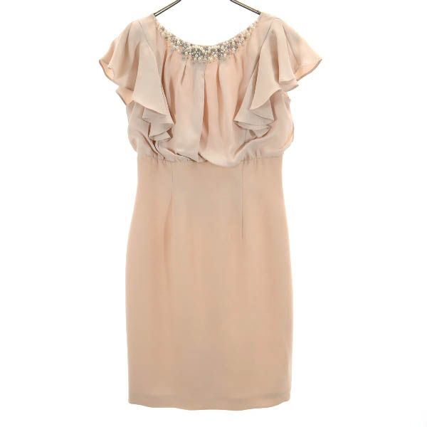 未使用 半袖 バックラッフルドッキング ワンピース 1 ピンク系 パーティードレス レディース