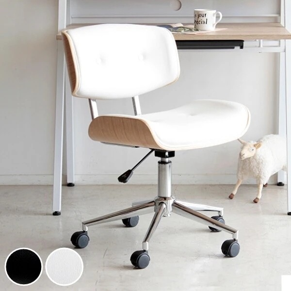 デスクチェア 座面高44－54cm 高さ調整 キャスターチェア オフィスチェア おしゃれ レザー調 12,617円