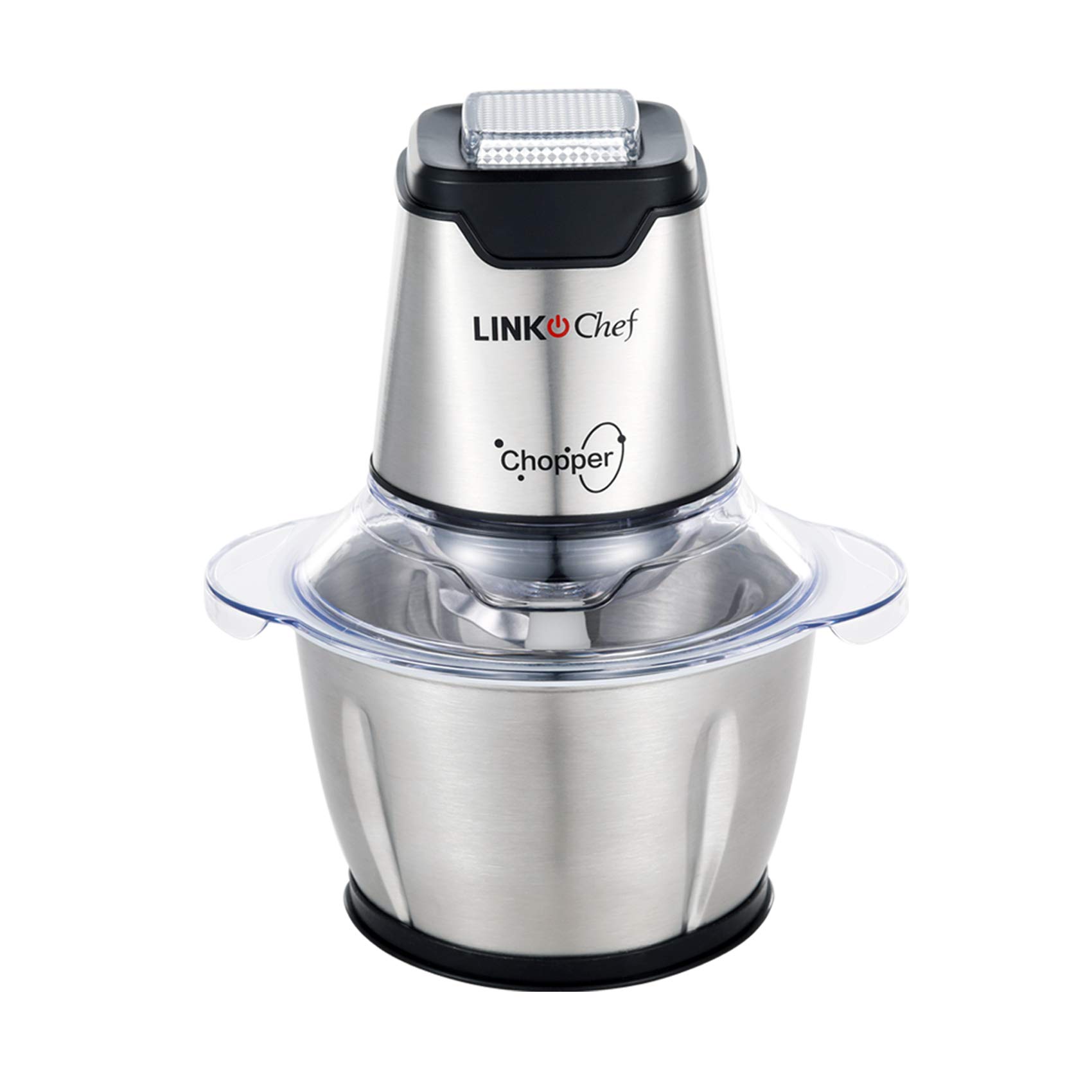 フードプロセッサー LINKChef 250W フードチョッパー ハイパワー 肉挽き 野菜みじん切り 4枚刃カッター 刻む・潰す・砕く・混ぜる 一台多役 1.2L容量 ステンレス鋼 グレー 水洗い可能