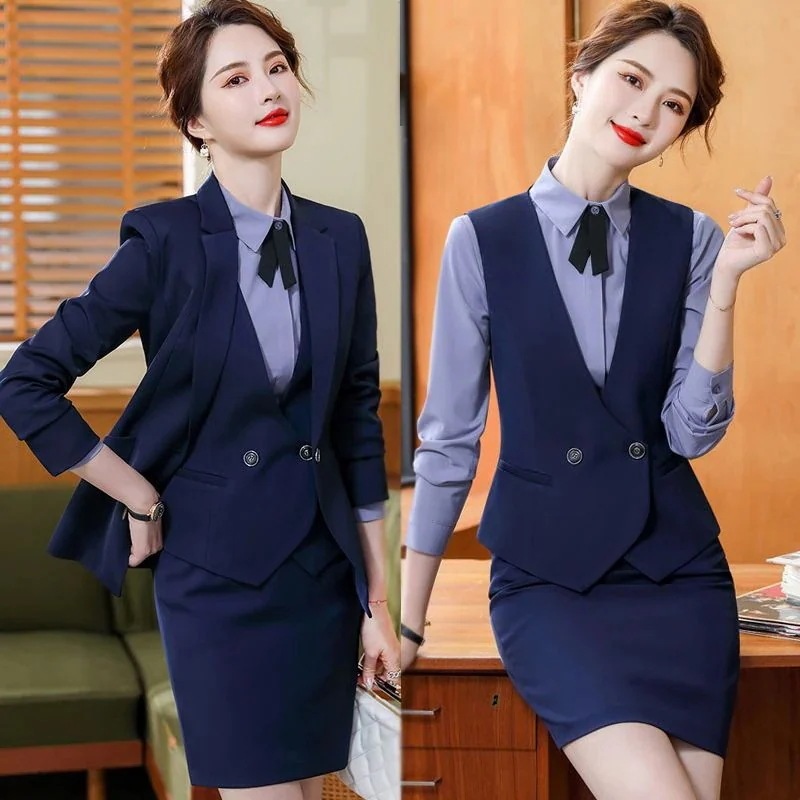 プロフェッショナルベストスーツフェミニンジュエリー美容師作業服秋服ホテルフロント3点セット 5,088円