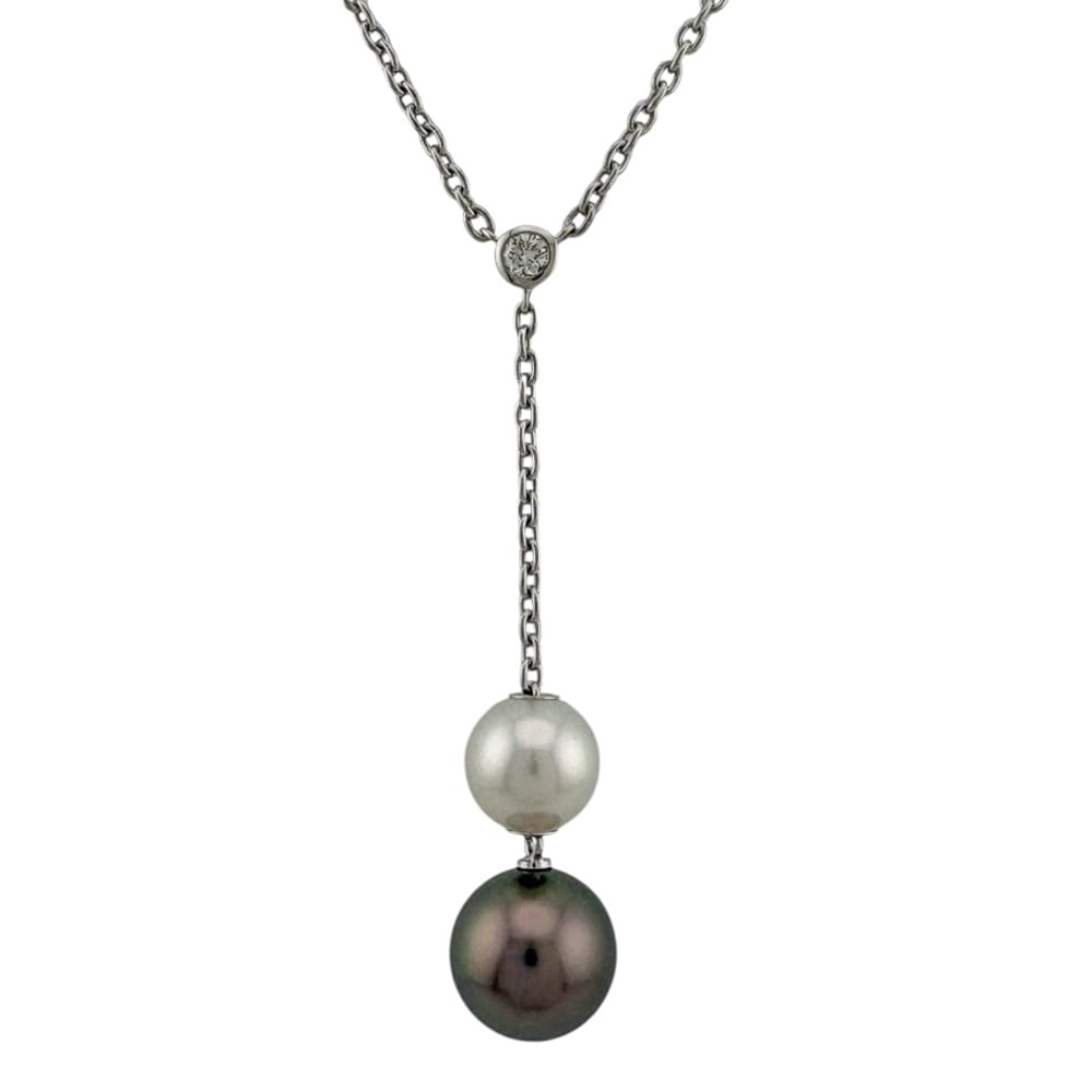 ミキモト ネックレス 18金 K18ホワイトゴールド パール MIKIMOTO 中古 美品