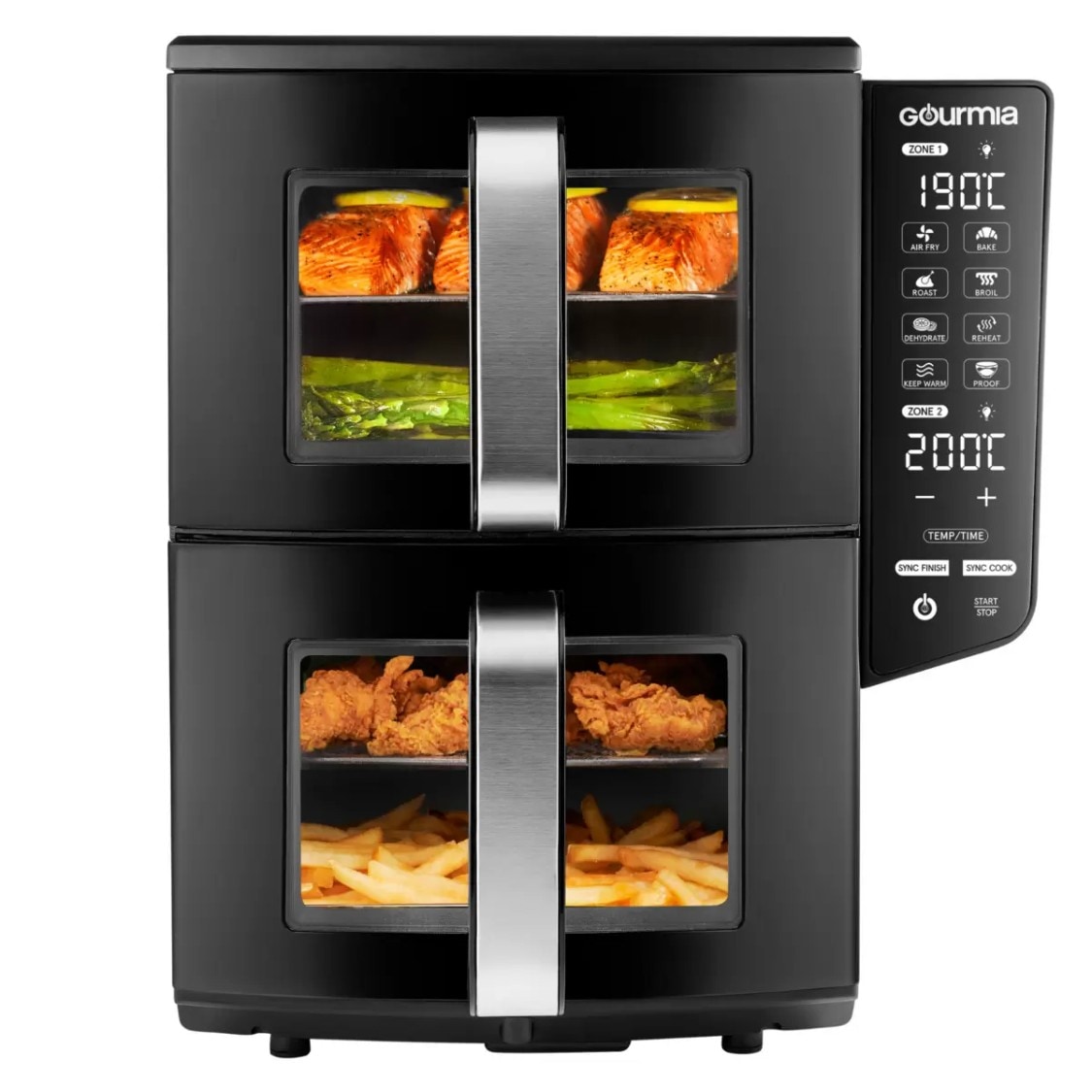 GOURMIA ダブルデッカー エアーフライヤー GAF1180 10.4L ノンオイル ヘルシー 調理 家電 キッチン タッチパネル グルミア 3333015