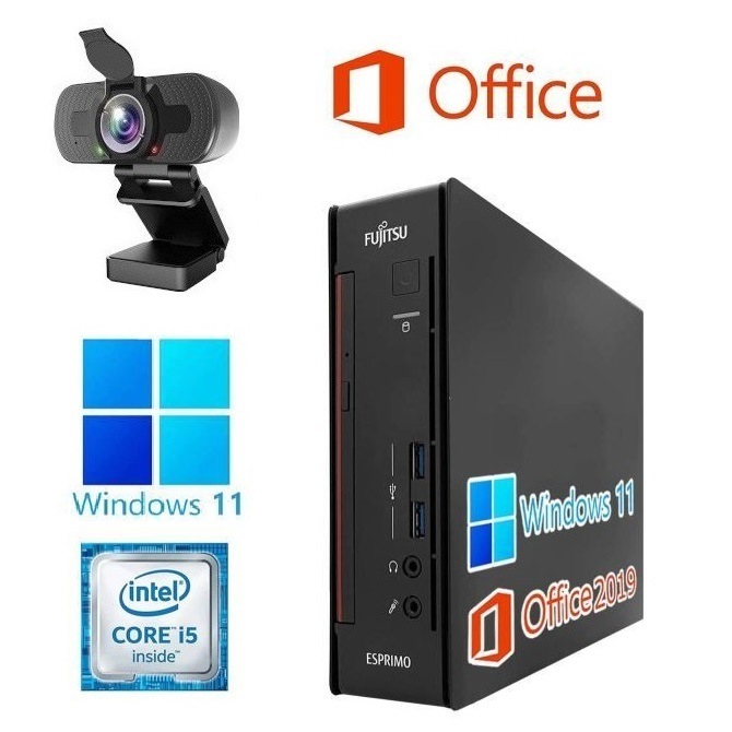 【高画質Webカメラセット】富士通 Q556 Windows11 大容量SSD:128GB Core i5 大容量メモリー:8GB ミニPC Office2019