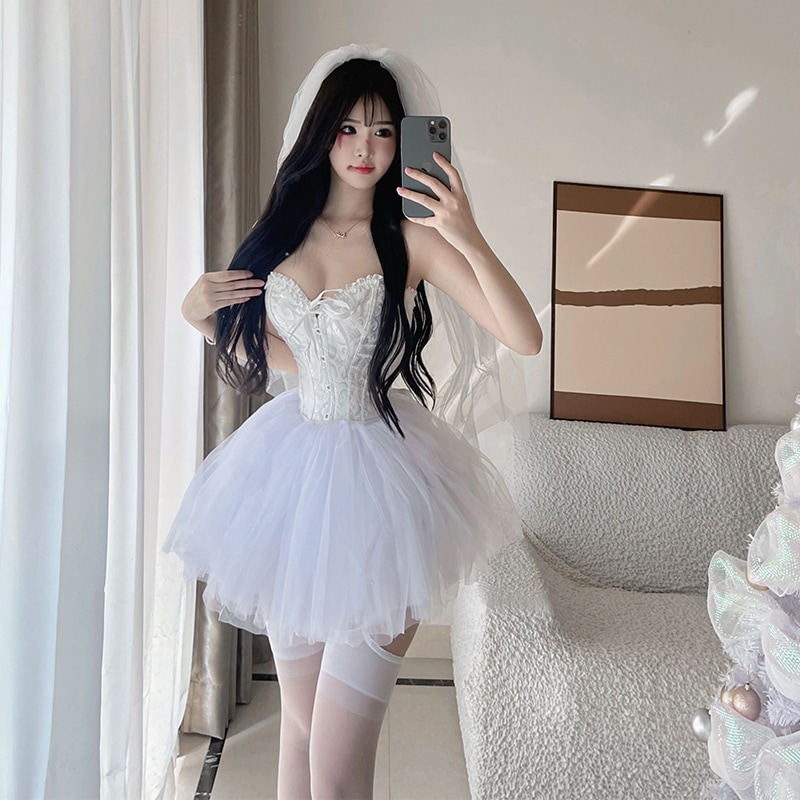 ハロウィンコスチューム女セクシー純欲ナイトギャルポンポンスカート制服鬼花嫁コスプレコスプレ