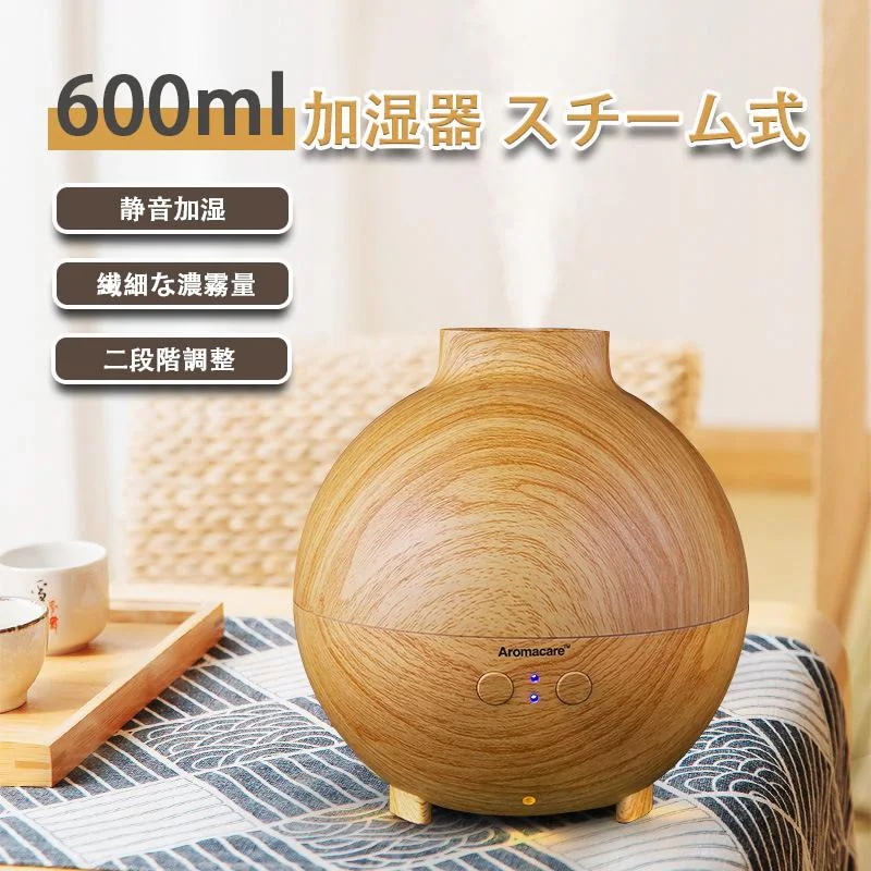 送料無料 【3日で出荷】加湿器 スチーム式 ミニ加湿器 静音 LEDライト 細微ミスト 自動停止 快適 オフィス 寝室 600ML お手入れ簡単 空焚き防止 省エネ 2023最新版