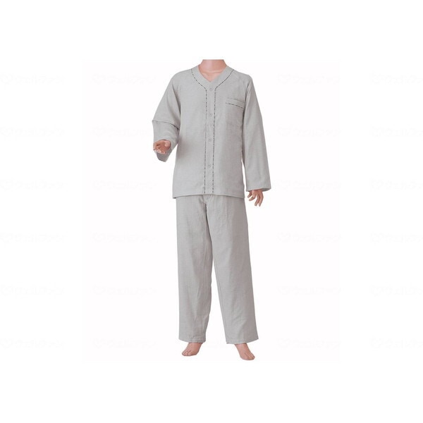 神戸生絲 紳士用楽らくガーゼパジャマ長袖 グレー M No.801 メーカー直送 5,536円