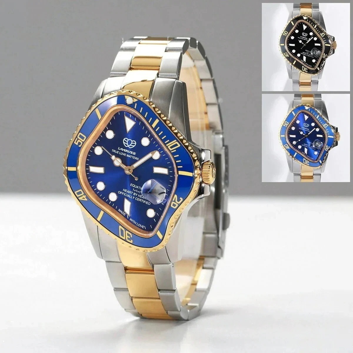 LAARVEE ラーヴィー 腕時計 PEA001 メンズ ウォッチ ステンレススチール 流線型 生活防水 アナログ時計 自動巻き機械式ムーブメント ロゴ カラー