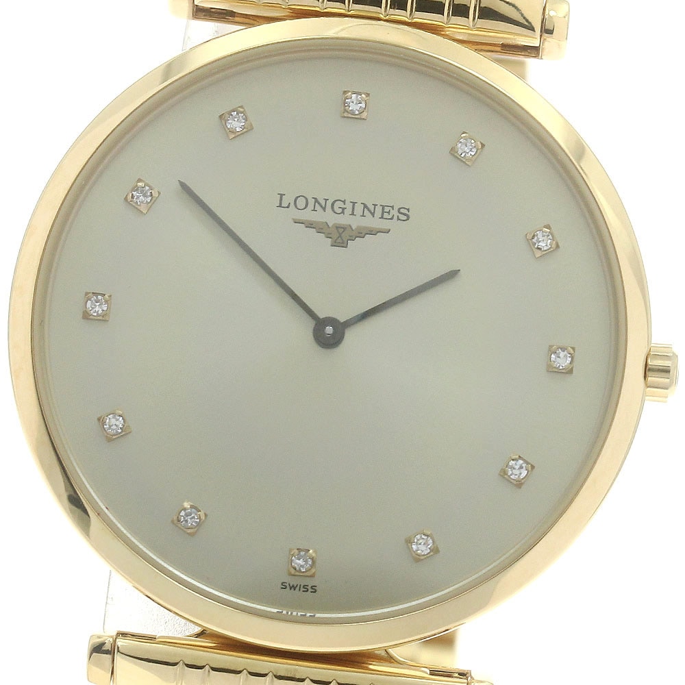 ロンジン LONGINES L4.709.2 グランドクラシック 12Pダイヤモンド クォーツ メンズ 保証書付き_887453【中古】