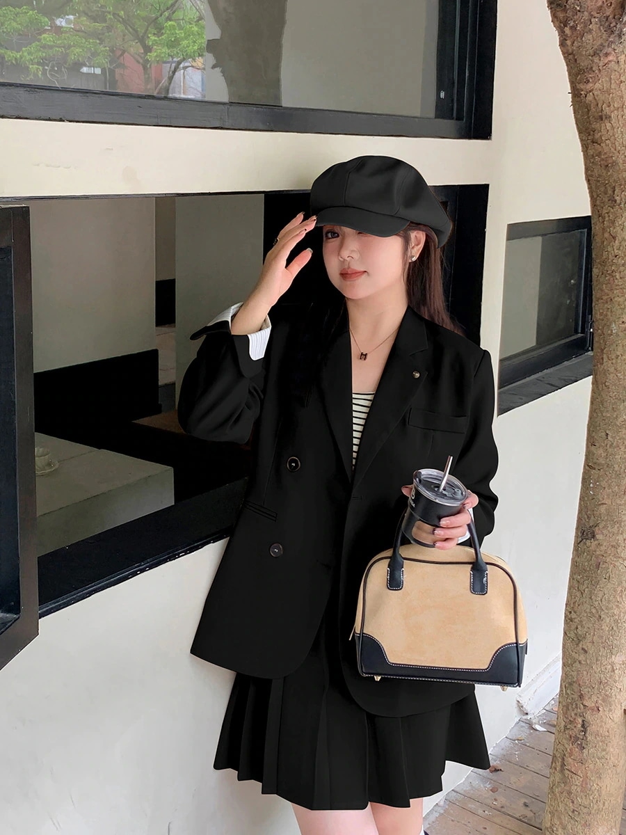 【ぽちゃまに】 2024秋新品 スートセット プリーツ 学院風 体型カバー 大きいサイズ レディース セットアップ メガ割30%制限