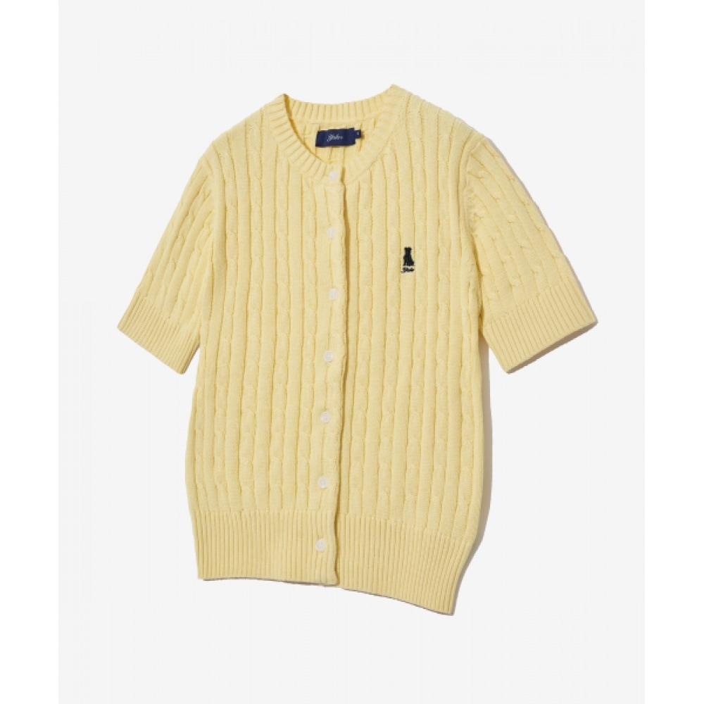 Yale レディースヘリテージダンケーブルショートスリーブカーディガンライトイエロー