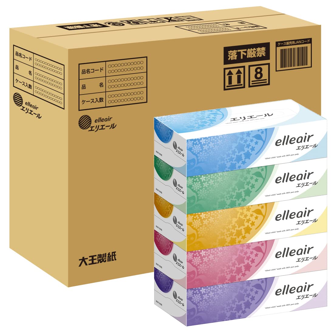 エリエール 箱ティシュー 180組×30箱(5箱×6パック) パルプ100%【ハーフケース】【EC限定 段ケース入数】