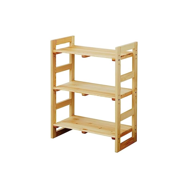 ウッド ラック 幅60奥行30高さ80cm 3段 木製 棚板高さ調節可能 組立品(工具付き) ナチュラル SPR-8060(NA)