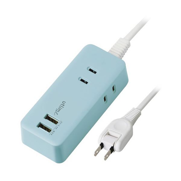（まとめ）ソニック ユートリムエル 3口コンセントUSBポート付 1.5m ライトブルー UL-5817-LB 1個(×5セット)
