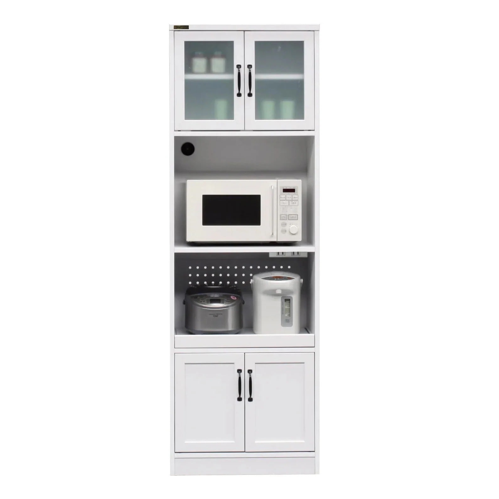 ラック 食器棚 レンジ台 キッチン収納 おしゃれ 白 カップボード ナチュラルモダン 棚 ガラス 扉付き キャビネット 幅60cm