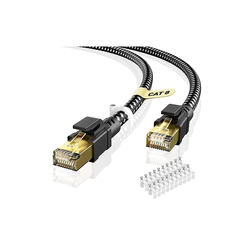 BUSOHE LANケーブル 20M CAT8 有線lan フラット40Gbps 2000MHz 高速 RJ45 コネクタ カテゴリー8 lan延長ケーブル 隙間 lanケーブルランケーブル 準拠 イ