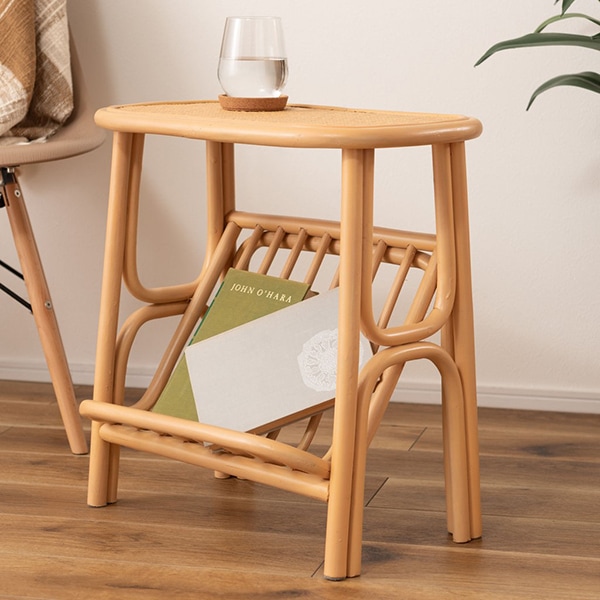 GUY-262NA ナチュラル マガジンラック付きサイドテーブル メーカー直送