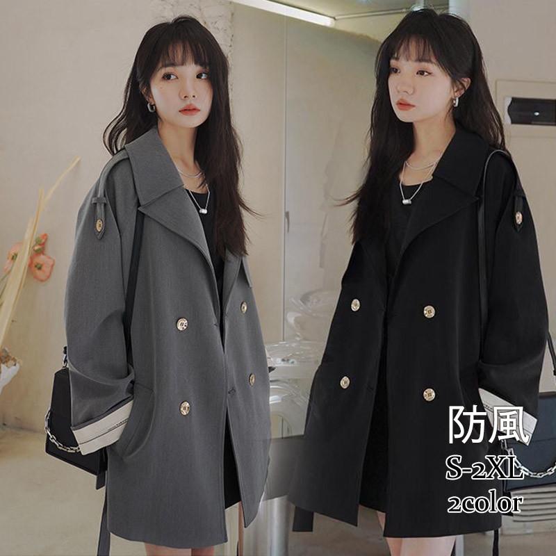 HOT!!!作トレンチコートレディーススプリングコートミディアム丈アウターライナー付き羽織ゆったり防風韓国風通勤春秋高級感エレガント 5,307円