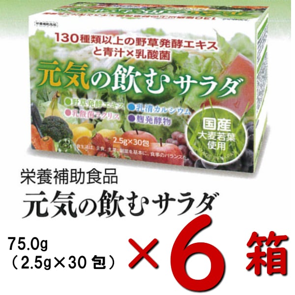 お得な6箱セット　元気の飲むサラダ　青汁　乳酸菌　飲むサラダ　野菜発酵エキス