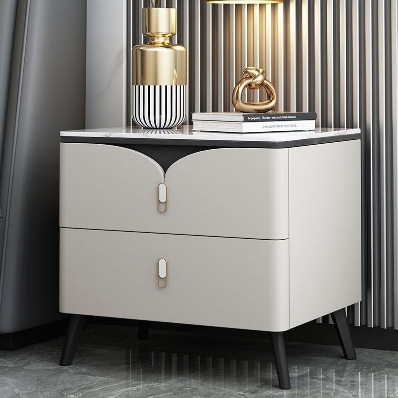 ベッドサイドテーブル スレート 天板 2段 収納 付き おしゃれ かわいい インテリア コンパクト 木製 サイドテーブル ホワイト グレー ブラウン