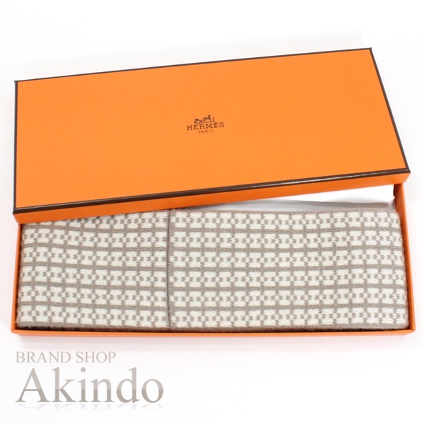 【新品】ヘアバンダナ ジョバンナ Mサイズ グレー エトゥープ エクリュ カシミア100％ レディース Hロゴ柄 エレガント ヘアアクセサリー ヘア小物 アパレル ファッション 雑貨