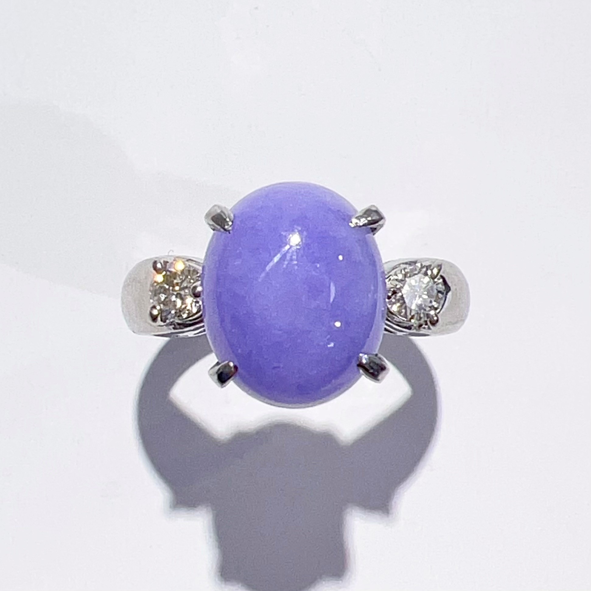 Pt900 天然 翡翠 ラベンダージェイダイト ダイヤ リング 11号 J3.99ct D0.19ct 6.8g 鑑別書 パープル レディース アクセサリー 指輪 美品 aua172273080308