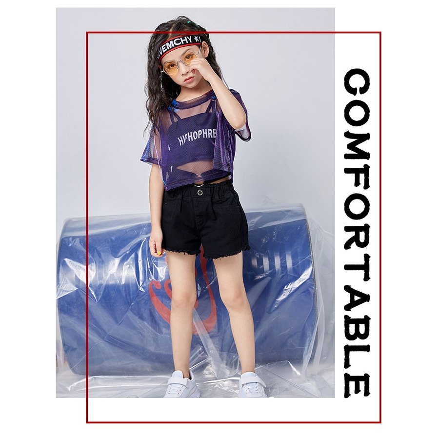 キッズ チア ガールズ ダンス衣装 セットアップ ヘソ出し キッズダンス衣装 チアガール 韓国風 トップス+パンツ キッズ ダンス 衣装 ヒップホップ 女の子供キッズ