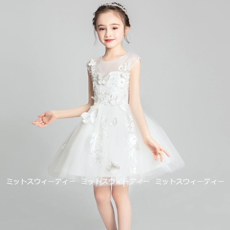 キッズドレス 女の子 子供 ミニドレス ピアノ発表会 セレモニー ワンピース 結婚式 子ども フラワ