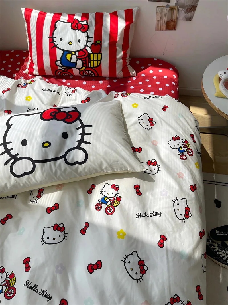 リメンがとっても可愛い0番手コットン4点セット純綿シーツ掛け布団カバー寝具