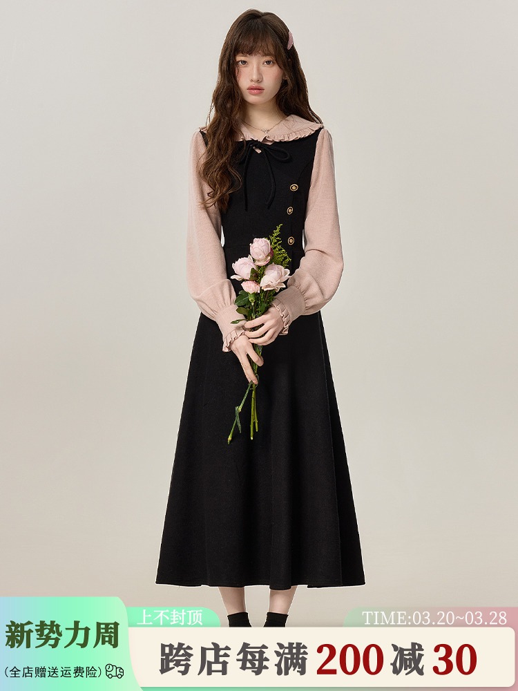 三寸薯【花海散歩】気質優しい風偽ワンピース2025春の新型女装スカート