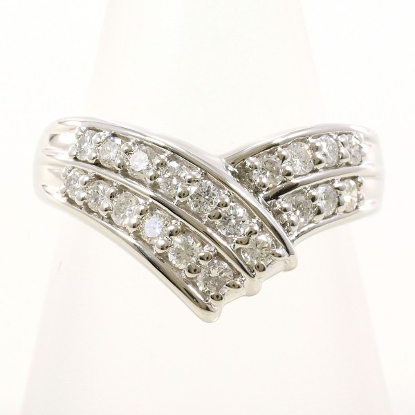 PT900 プラチナ リング 12号 ダイヤ 0.51 カード鑑別書 中古