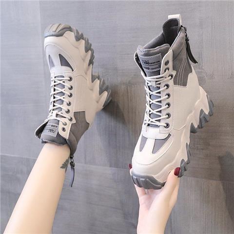 超人気厚底シューズ秋春作スニーカーハイカット通学通勤け暖かい厚底松糕靴身長アップ7cm 4,902円