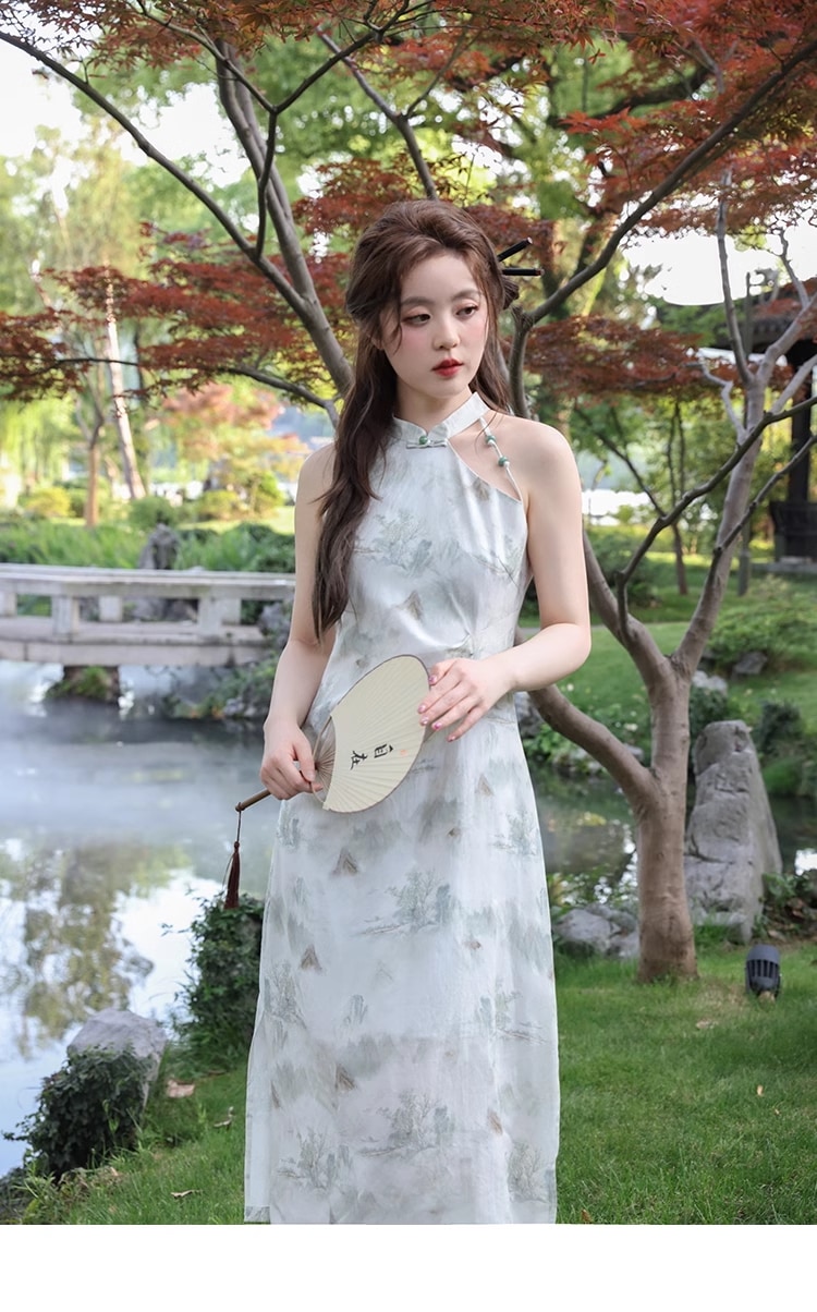 夏 レトロ A ライン スリム ドレス 個性的 ワンピース ロング ロング丈 袖なし 襟なし かわいい 大人可愛い 大人 上品 おしゃれ お洒落 モード系 セクシー エレガント 柄 春 夏 10代