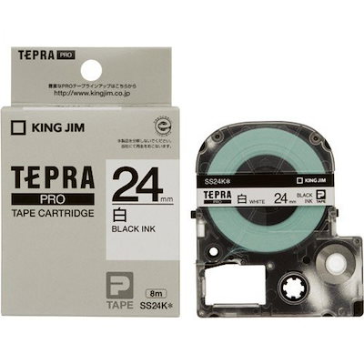 他サイト： キングジム　テプラPROテープカートリッジ(白ラベル24mm)　SS24K (白/黒文字)の商品画像