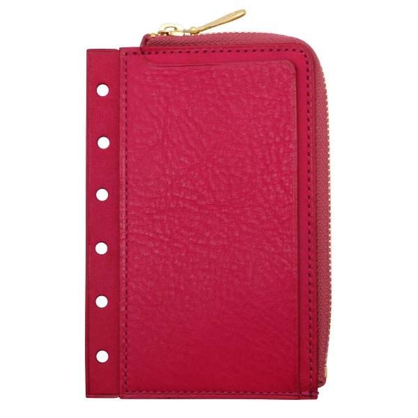 リネアヴァスカボックス ミニ6サイズ ジッパーポーチ【フクシア】本革 日本製 手帳アクセサリー 504-9