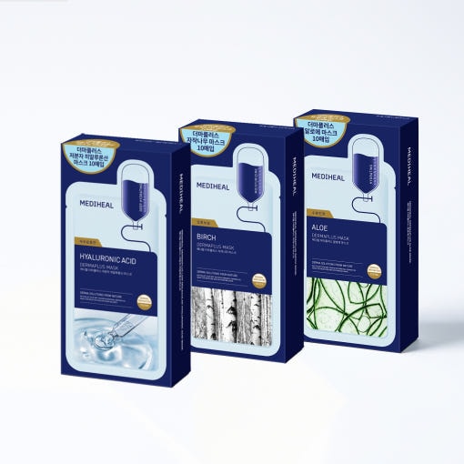メディヒール ベスト ダーマプラス 水分マスク 3種 30枚 鹿アロエ三百草白樺青ミカンヒアルロン酸(お問い合わせで選択可能)+マスクパックをプレゼント