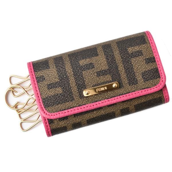 キーケース/キーホルダー FENDI 6連 ズッカ柄 ピンク/ブラウン 8AP079