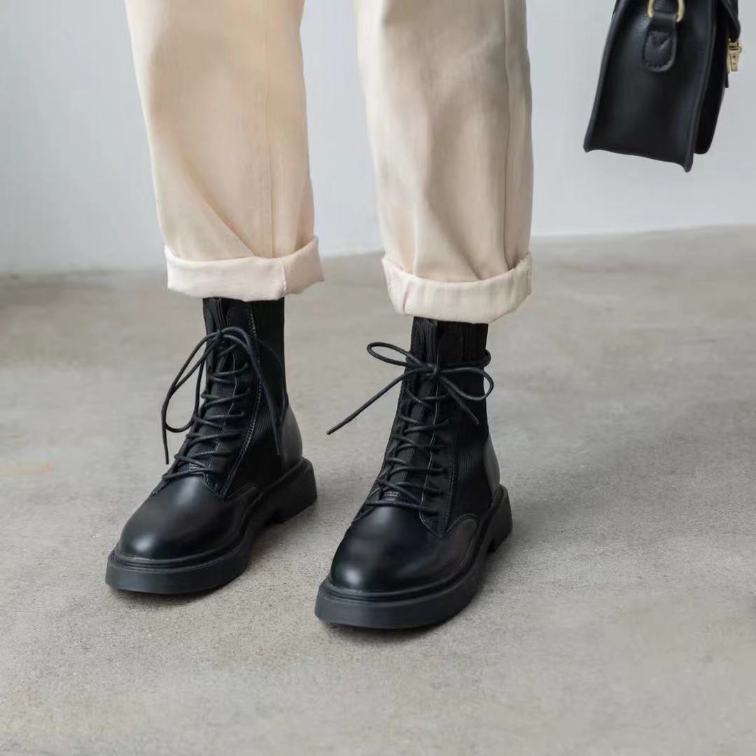 安いそれに目立つ 韓国ファッション厚底 靴 ショートブーツロングブーツ裏起毛ブーツ レディース美脚ブラック