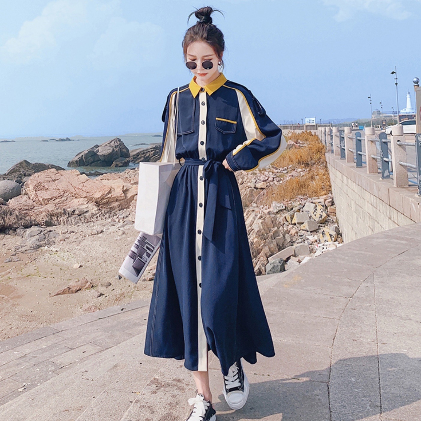 当季大流行 ワンピース ロング丈 Aライン バイカラー 襟付き シャツワンピース 長袖 レディース 長袖ロング マキシ丈ワンピ サイズ Xl Www Pulse Orange Cm 当季大流行 ワンピース ロング丈 Aライン バイカラー 襟付き シャツワンピース 長袖 レディース 長袖ロング マキシ丈ワンピ サイズ Xl Www Pulse Orange Cm