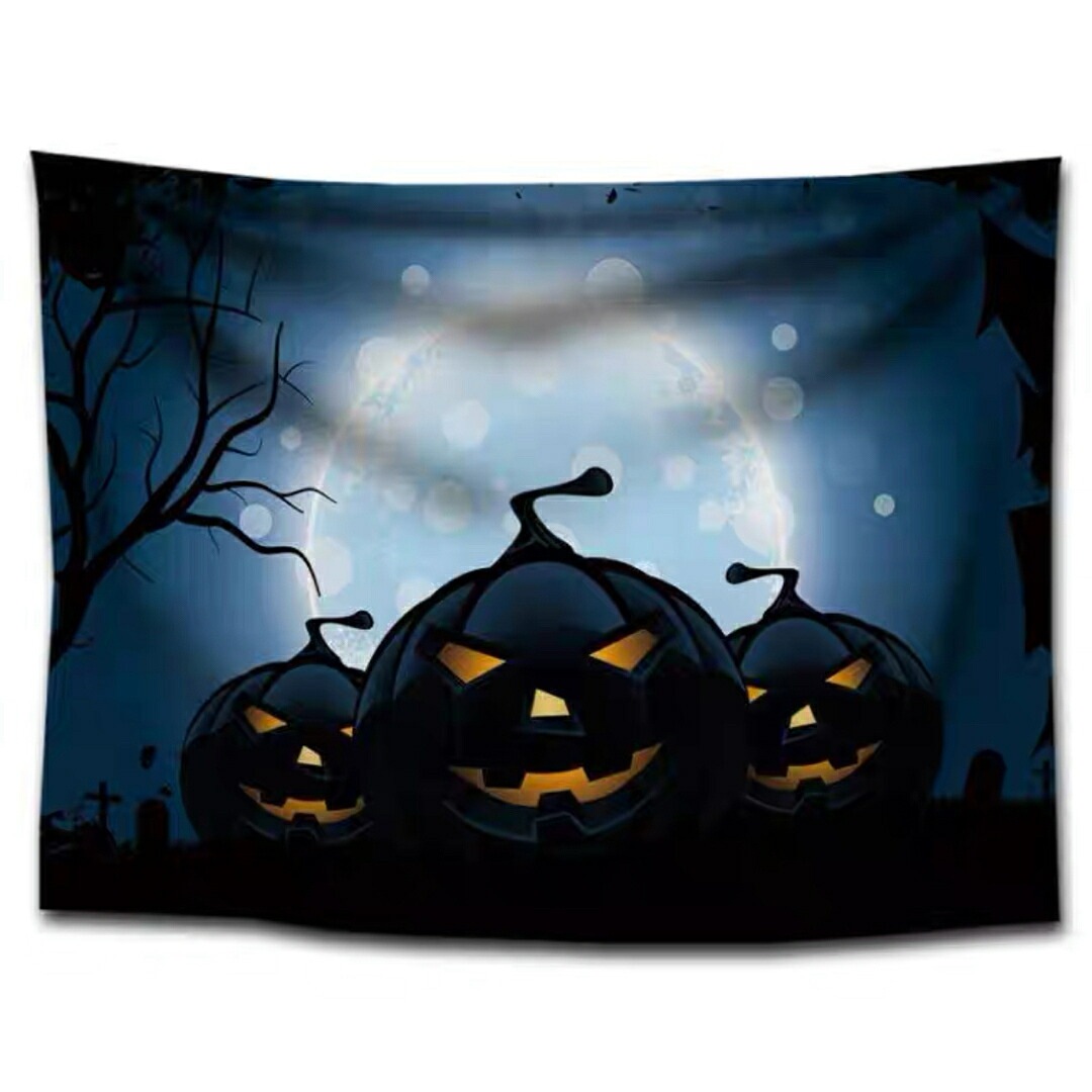 A060422タペストリー ハロウィン カボチャ月夜コウモリ 壁掛け飾り 装飾用品窓カーテン