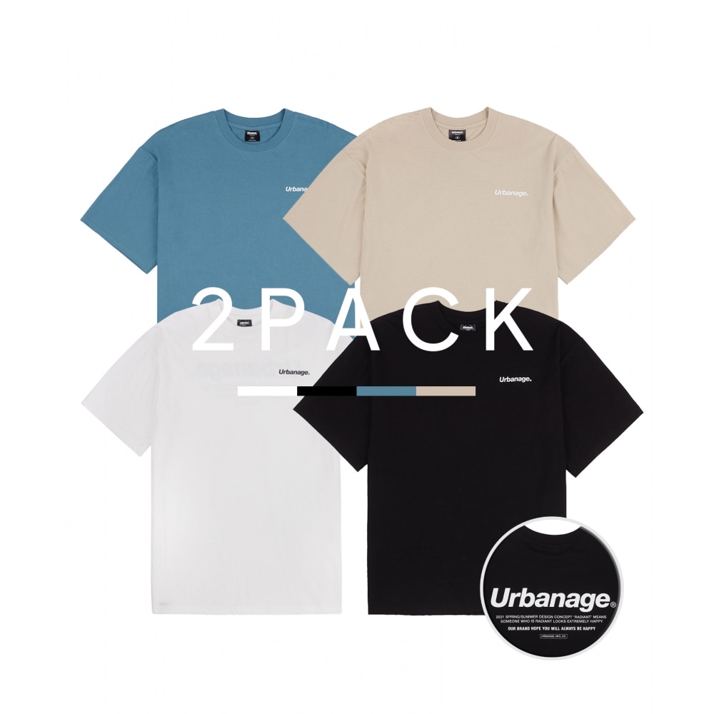 URBANAGE [2パック] ベーシックロゴオーバーショートスリーブ (4色)